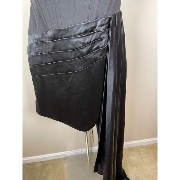 Retrofete Bustier Lace Up Ruched Draped Black Mini Dress Size XS - Picture 4 of 8